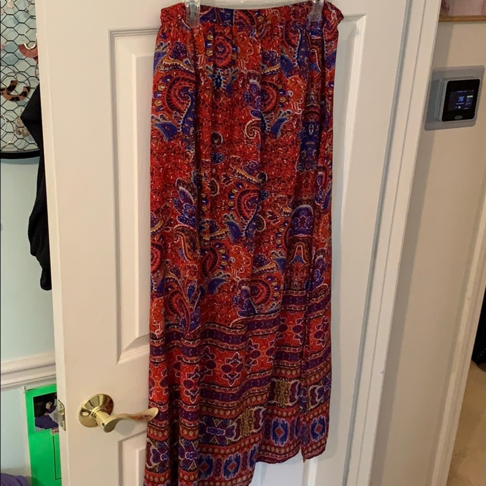 Red Print Maxi Skirt